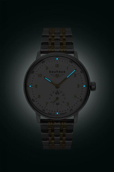 Bauhaus Damenuhr Quarz mit kleiner Sekunde mit Metallarmband